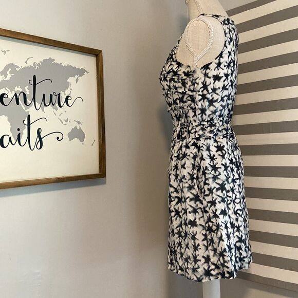 J. Crew Blue & White Batik Knotted Starfish Nautical Silk Blend Mini Dress Sz 0 - Picture 6 of 12